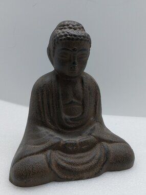 Cast Iron Metal Sitting 5" Buddha Figurine Statue